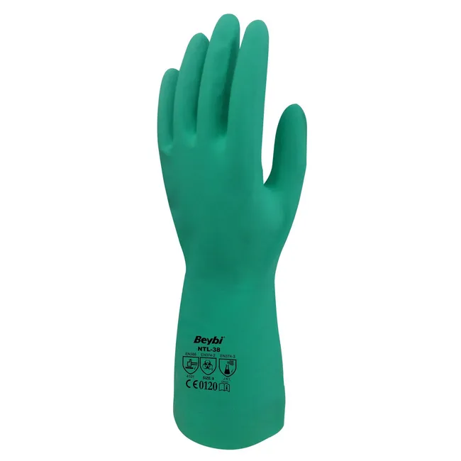 Beybi Korun Yeşil Nitril Kimyasal Eldiven 38Cm
