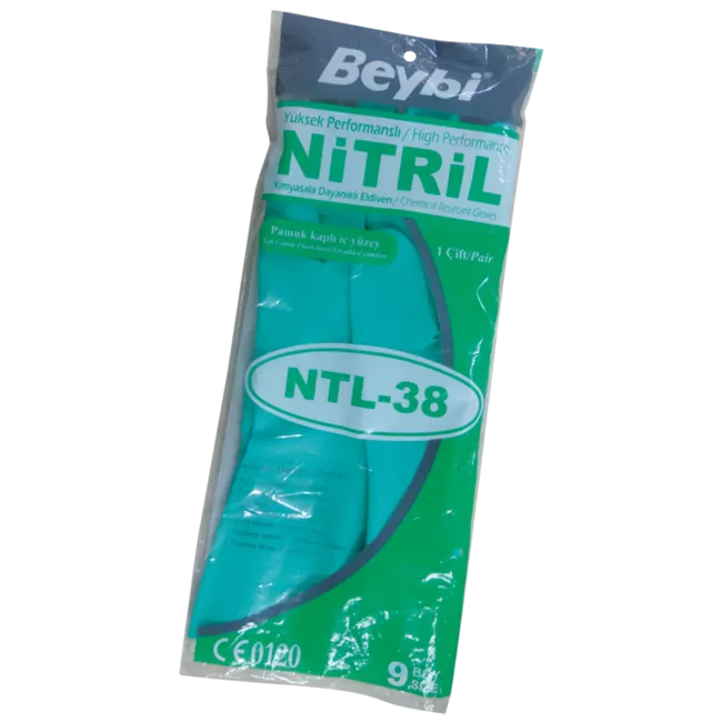 Beybi Korun Yeşil Nitril Kimyasal Eldiven 38Cm