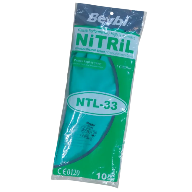 Beybi Korun Yeşil Nitril Kimyasal Eldiven 33Cm