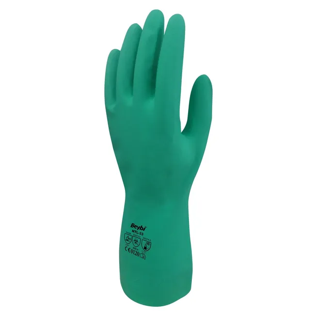 Beybi Korun Yeşil Nitril Kimyasal Eldiven 33Cm