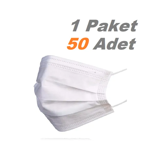 CERRAHİ YÜZ MASKESİ  LASTİKLİ - 1 Kutu 50 Adet