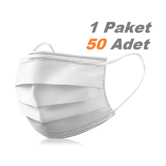 CERRAHİ YÜZ MASKESİ  LASTİKLİ - 1 Kutu 50 Adet