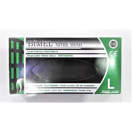 Bimel Siyah Nitril Eldiven Pudrasız