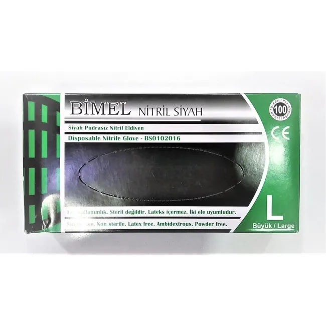 Bimel Siyah Nitril Eldiven Pudrasız