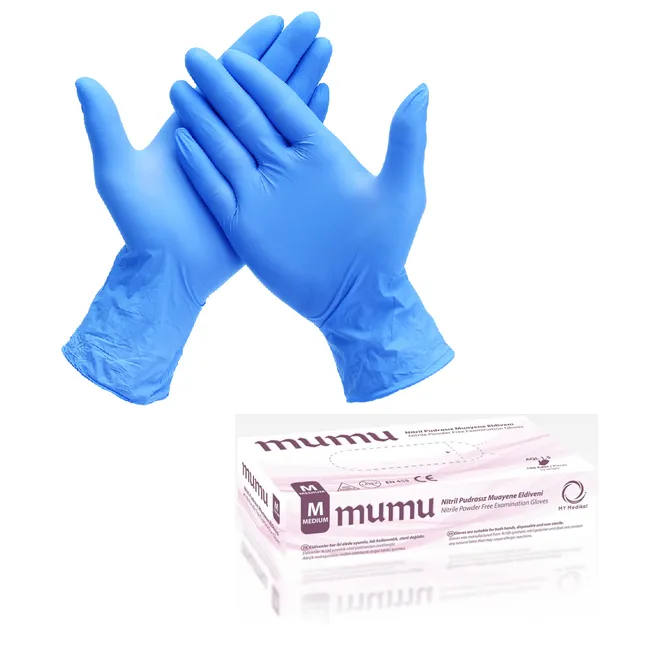Mumu Mavi Nitril Eldiven Pudrasız