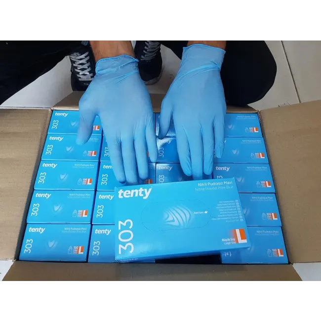 Tenty 403 Mavi Nitril Eldiven Pudrasız