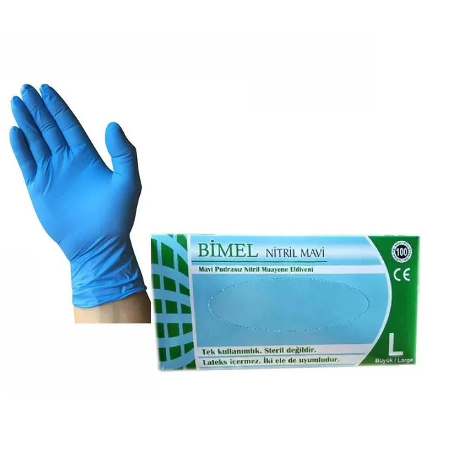 Bimel Mavi Nitril Eldiven Pudrasız