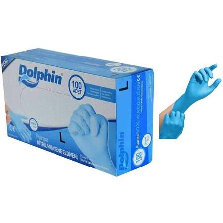 Dolphin Mavi Nitril Muayene Eldiveni Pudrasız