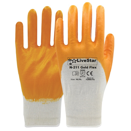 NİTRİL ELDİVEN ÖRGÜ GOLD SARI N-211 - LiveStar