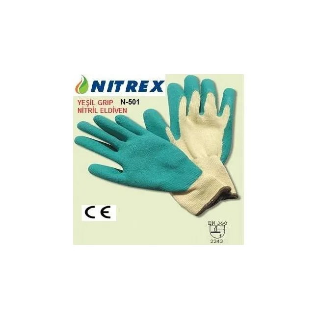 Nitril Eldiven - İthal Grip Yeşil N-501