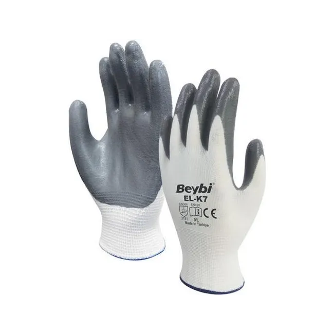 Beybi Pn72 Nitril Eldiven Gri
