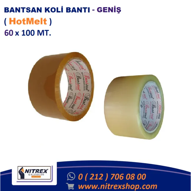 BANTSAN KOLİ BANTI HOTMELT - ŞEFFAF & TABA  60 x 100 MT