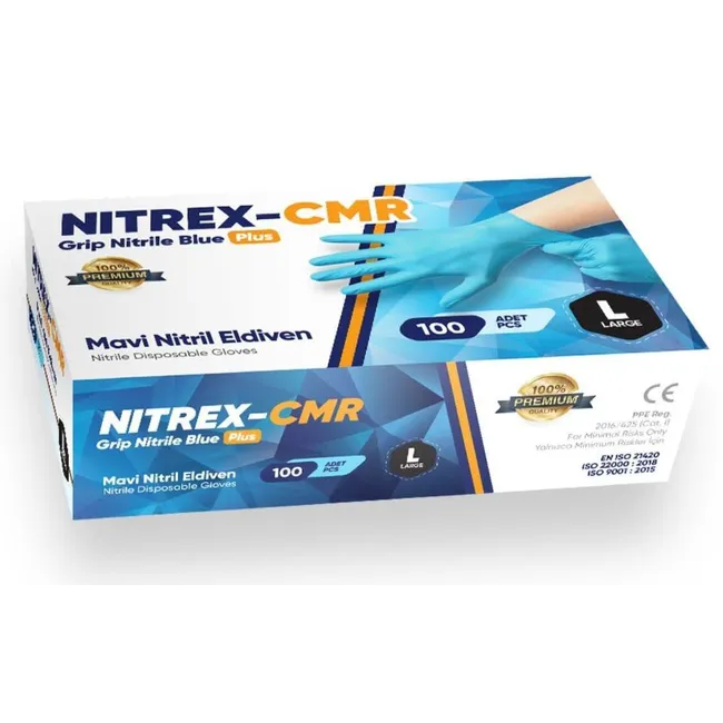 Mavi Nitril Eldiven Pudrasız