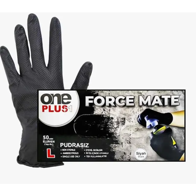 One Plus Force Mate Siyah Nitril Eldiven Pudrasız